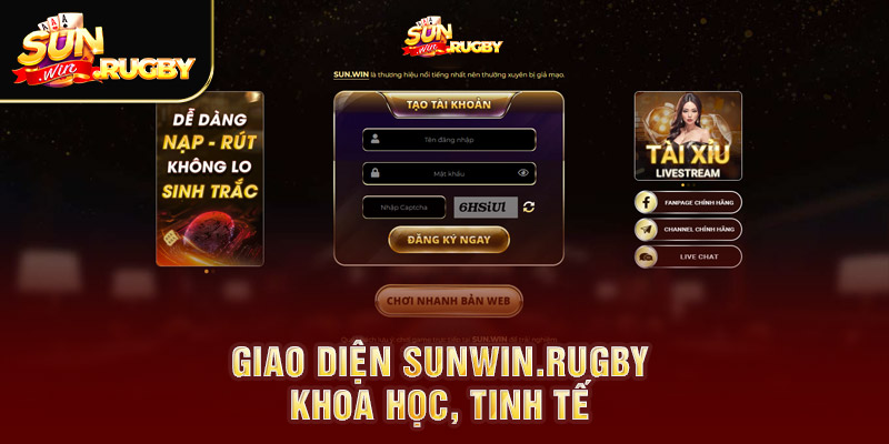 Giao diện sunwin.rugby khoa học, tinh tế